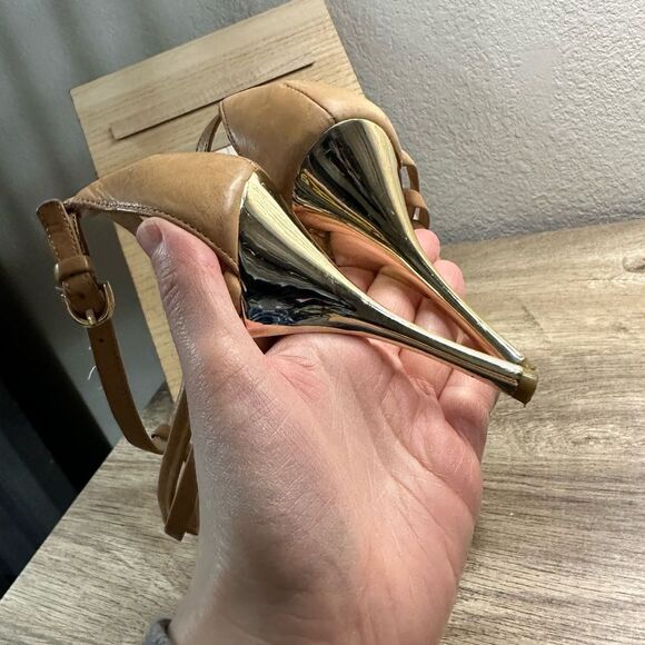 Coach Tan Fantasia Strappy Stiletto Heels Size 8B - Picture 6 of 9
